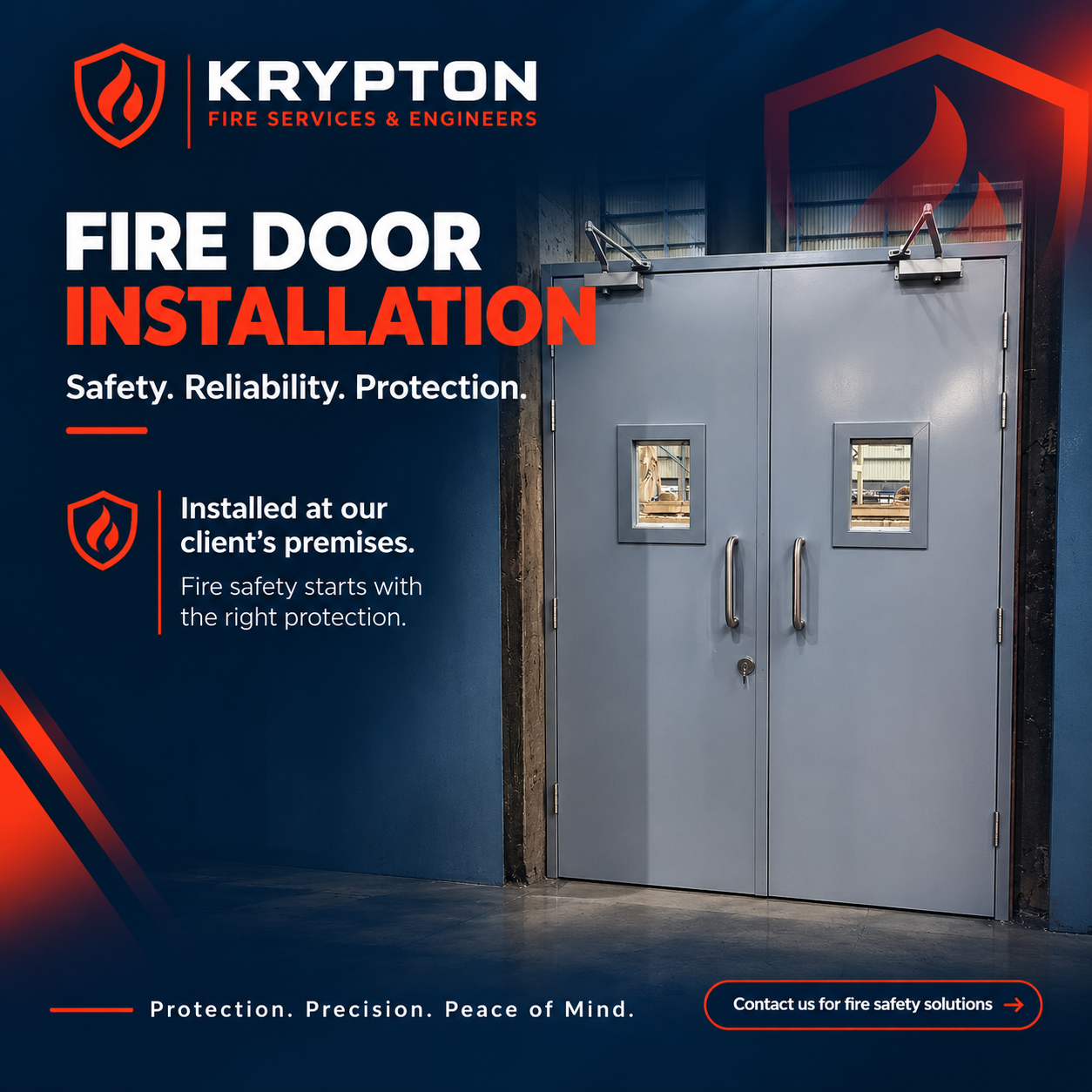 Krypton fire-door installation project artwork